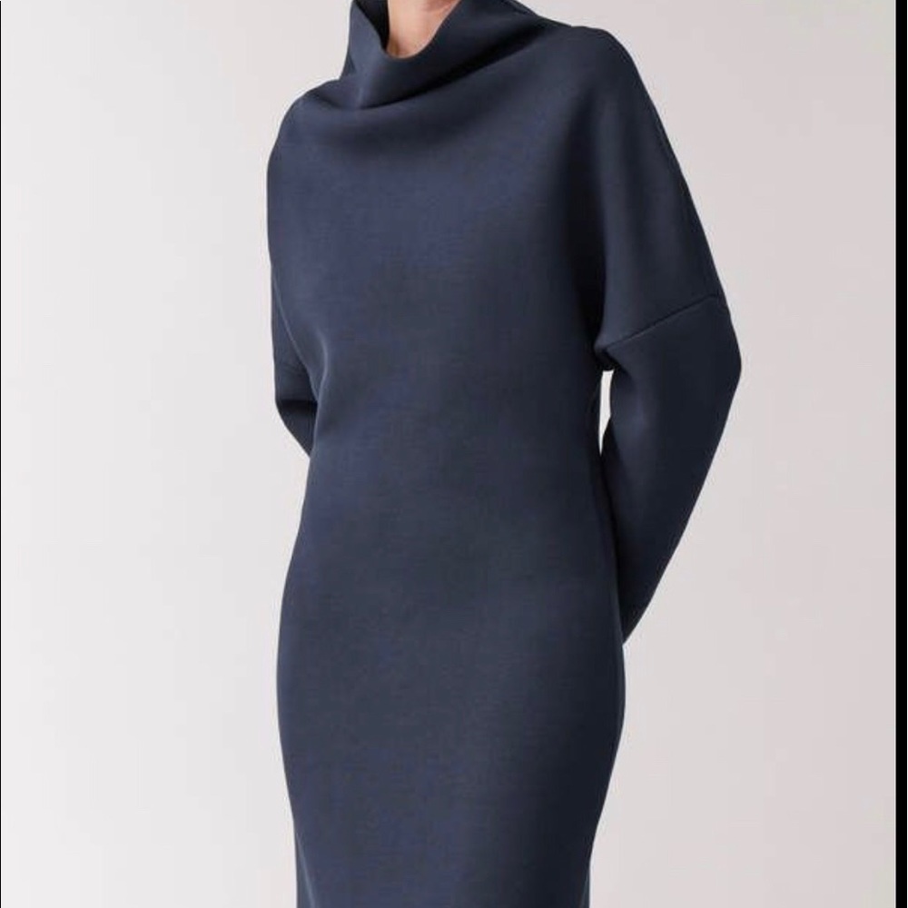 COS Funnel Neck Midi Dress BLK